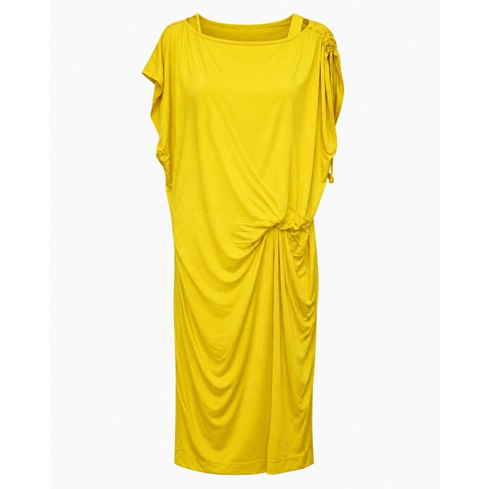 Class Roberto Cavalli Yellow Draped Midi Dress
